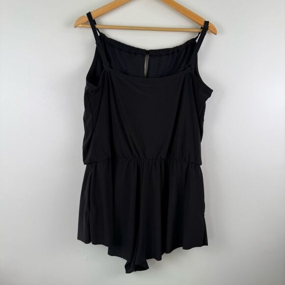 Aqua Green Women's XL Standard Keyhole Blouson Romper Black 676127R - Picture 4 of 7